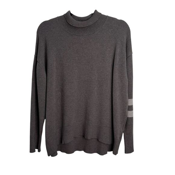 Oak+ Fort Gray Striped Sleeve Sweater - Picture 1 of 6